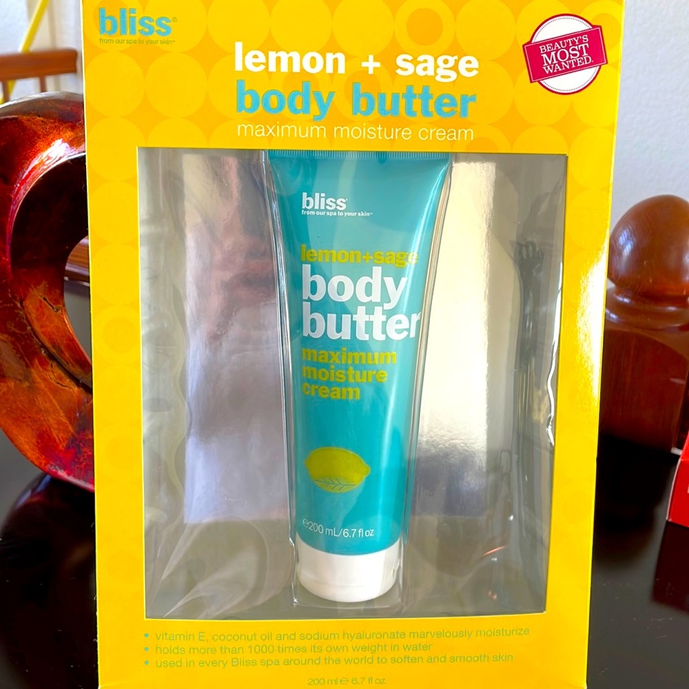 BLISS lemon sage body butter maximum moisture cream. Used in every bliss spa!